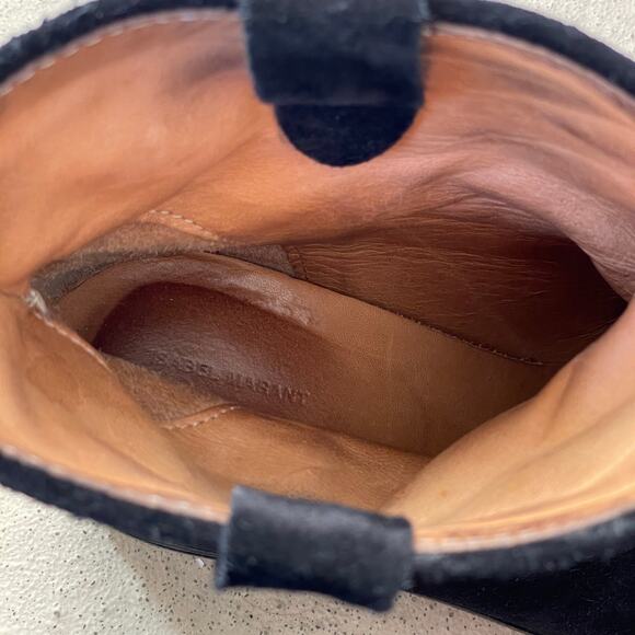 Isabel Marant Crisi Slouchy Black Suede Ankle Boots Booties sz 37 Hidden Wedge - Picture 14 of 15